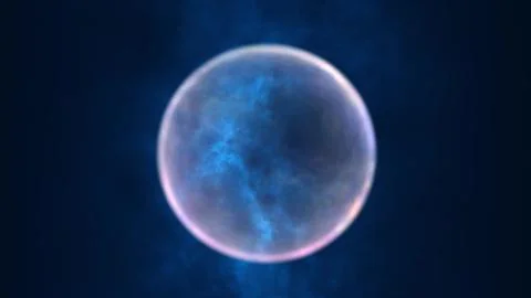 A glowing blue sphere surrounded by a cosmic mist, creating a surreal and f.. イラスト素材
