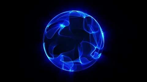 Glowing blue sphere. Wavy orb on isolated black background. Abstract blue l.. Stock Footage 290039147