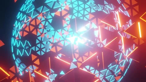 Glowing Blue Sphere Within Orange Stock-Footage 168193983