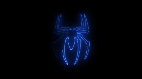 Glowing blue spider symbol performing light animation in dark background Stock Footage 345834099