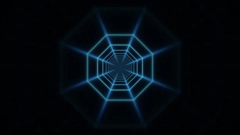 Glowing blue spider web with geometric lines on black background Stock Footage 344921152