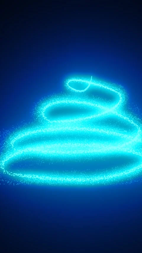 Glowing blue spiral made of tiny light particles on a dark background, symb.. Video stock 323873593