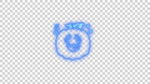 Glowing Blue Spooky Pumpkin Face with Neon Aura on Transparent Background Stock Illustration