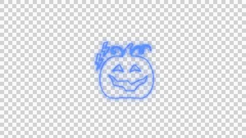 Glowing Blue Spooky Pumpkin Face with Neon Aura on Transparent Background Stock Illustration