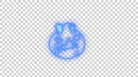 Glowing Blue Spooky Pumpkin Face with Neon Aura on Transparent Background Stock Illustration