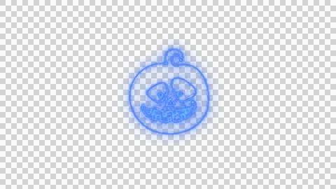 Glowing Blue Spooky Pumpkin Face with Neon Aura on Transparent Background Stock Illustration