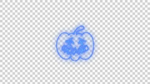 Glowing Blue Spooky Pumpkin Face with Neon Aura on Transparent Background Stock Illustration