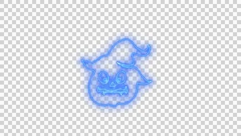 Glowing Blue Spooky Pumpkin Face with Neon Aura on Transparent Background Stock Illustration
