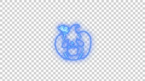 Glowing Blue Spooky Pumpkin Face with Neon Aura on Transparent Background Stock Illustration