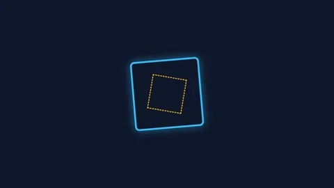 A glowing blue square frame containing a smaller yellow dashed square shape 스톡 동영상 339618087