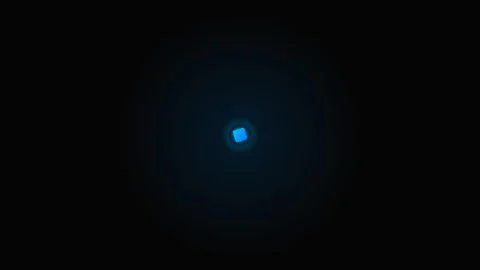 A glowing blue square icon centered against a deep black background field Stock Footage 339617733