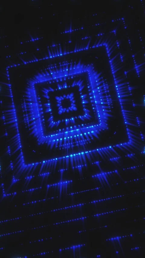 Glowing blue square patterns with radiating lines Vidéo 330181553