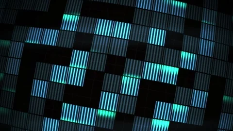Glowing Blue Squares on Black Background. Stock Footage 334670240