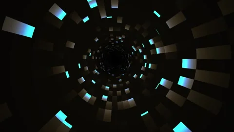 Glowing Blue Squares in Black Background Forming Spiral Pattern. Stock Footage 335516331