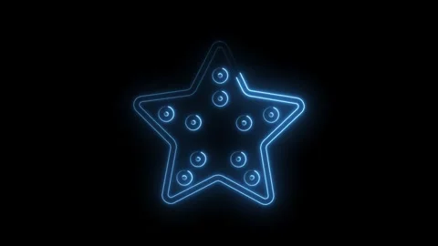 Glowing blue star shape animation on black background retro futuristic 3d render Stock Footage 322984195