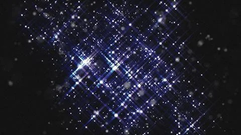Glowing blue starry light particles on dark abstract space background. Stock Illustration