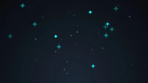 Glowing blue stars twinkle on a dark night sky background Stock Footage 345860050