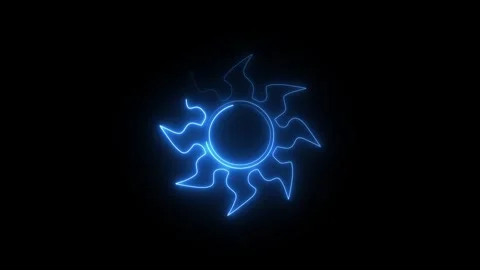 Glowing blue sun icon with neon light effect Stock Footage 346485170