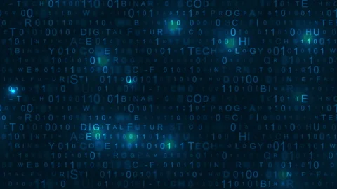 Glowing blue technology binary code video animation Stock Footage 99969955