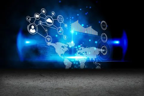 Glowing blue Technology interface 스톡 일러스트