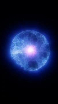 Glowing blue translucent sphere with a bright pink core, creating a futuris.. Stock Photos