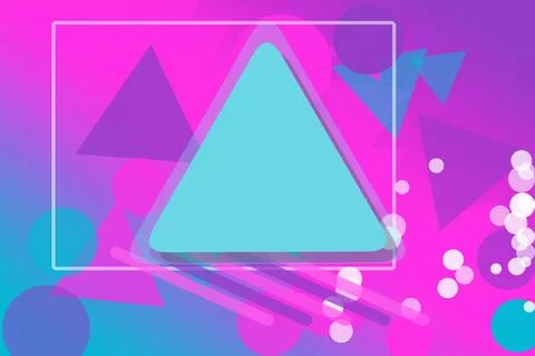 A glowing blue triangle is centered within a thin outlined rectangle, surro.. 库存插图