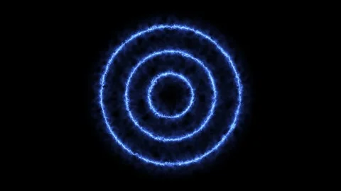 Glowing Blue Triple concentric circle lights background loop Stock Footage 240324825