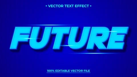 Glowing blue vector text effect for future concepts and innovation 스톡 일러스트