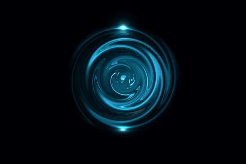 Glowing blue vortex with light ring on black backdrop, abstract background Stock Illustration