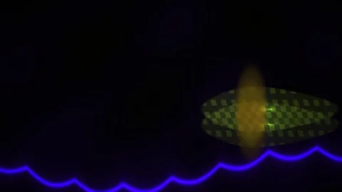 Glowing blue wave and UFO lights in the dark. Stock Footage 337506979