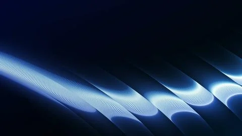 Glowing blue wave lines sweep across a dark background, forming a sleek fut.. 스톡 일러스트