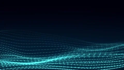 Glowing blue wave with motion dots and lines. Abstract digital background. Stock Footage 262238103