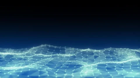 Glowing blue wave with motion dots and lines. Abstract digital background. Stock Footage 291954668