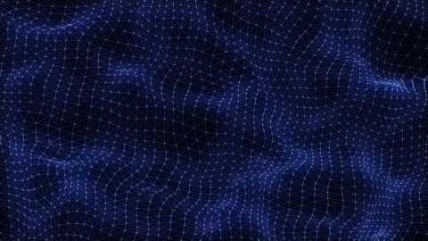 Glowing blue wave with motion dots and lines with top view. Abstract background. Video stock 291958107