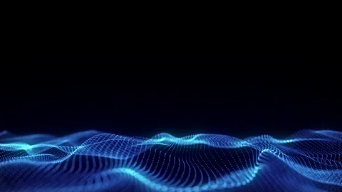 Glowing blue wave with motion dots. Abstract digital background. Stock Footage 291964706
