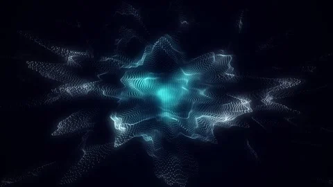 Glowing blue wave with motion dots and top view. Abstract digital background. Stock-Footage 318590349