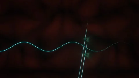 Glowing blue wave pattern on dark background with laser beam. Stock Footage 337463067