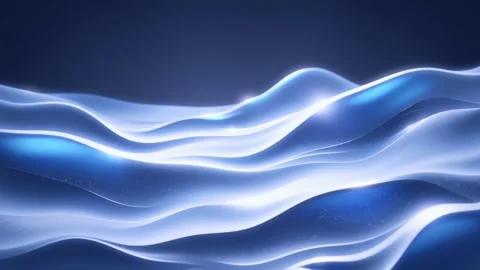 Glowing blue waves flowing smoothly on dark background Stock Footage 301499259