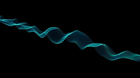 Glowing blue wavy graphics on a dark background. Animated pattern of blue waves. Stock Footage 320937003