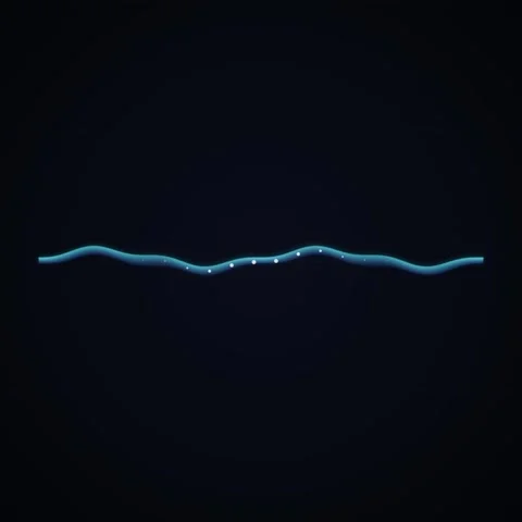Glowing Blue Wavy Line with Small Lights on Dark Background Stock Footage 346284212