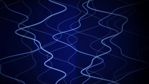 Glowing blue wavy lines flow in a seamless loop Stock Footage 341274744
