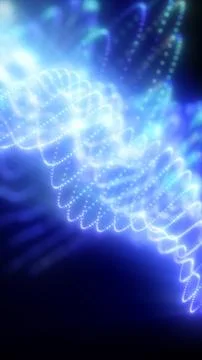 A glowing blue web of interconnected particles, forming a futuristic, fluid n Stock Illustration