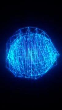 Glowing blue wireframe sphere with connected lines, futuristic digital glob.. イラスト素材