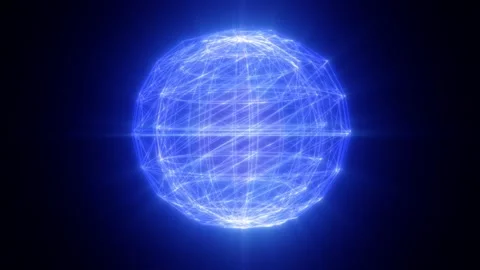 Glowing blue wireframe sphere with futuristic network lines Stock Footage 336741041