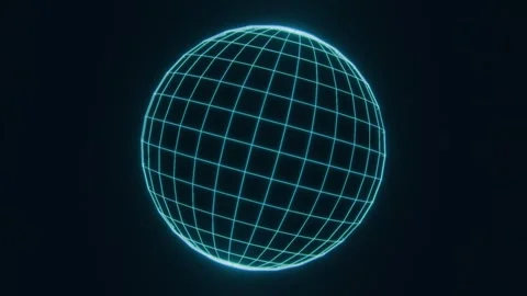 Glowing Blue Wireframe Sphere Rotating in a Seamless Loop. SciFi Hologram Video stock 331302446
