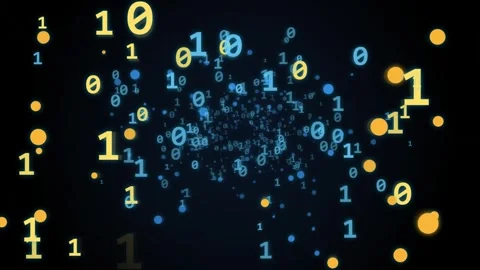 Glowing Blue Yellow Binary Digits Flowing Data Tunnel Motion Background Stock Footage 346426931