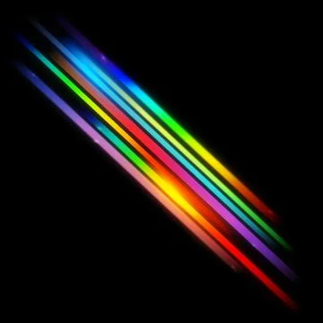 Glowing blurred light stripes in motion over on abstract background. Rainbow  Stock Illustration