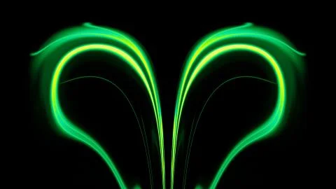 Glowing blurred light stripes in motion over on background. Colorful rays. Le Stock Illustration