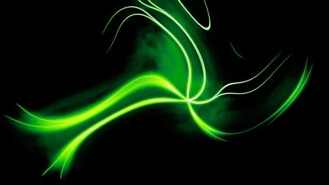 Glowing blurred light stripes in motion over on background. Colorful rays. Le Stock Illustration