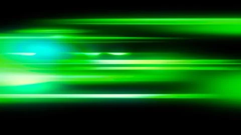 Glowing blurred light stripes in motion over on background. Colorful rays. Le Stock Illustration